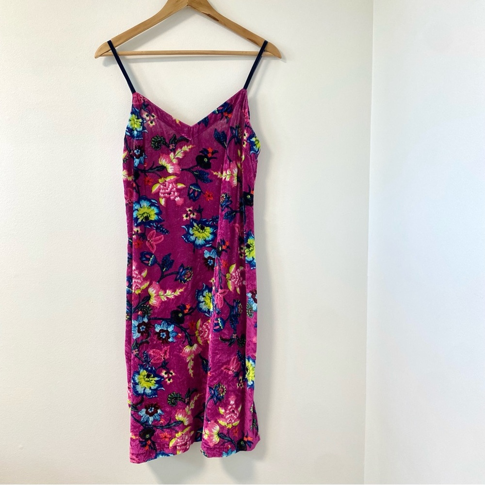 Anthropologie Velvet Floral Shania Slip Dress Multicolour Dopamine Maximalist
